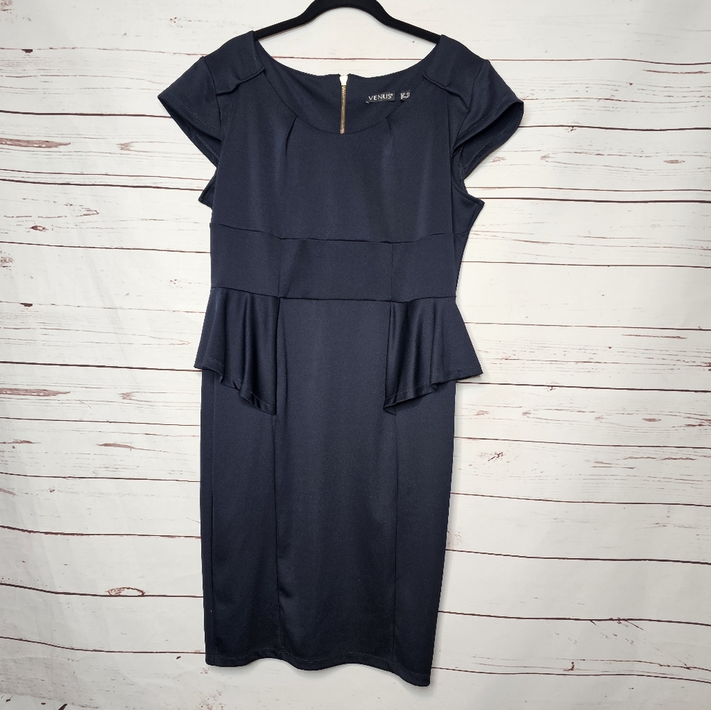 Venus Black Peplum Dress